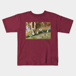 Mushrooms in Forest Glade Kids T-Shirt